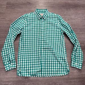 Brooks Brothers Shirt‎ Mens Large Green Button Up Red Fleece Gangnam Check Adult